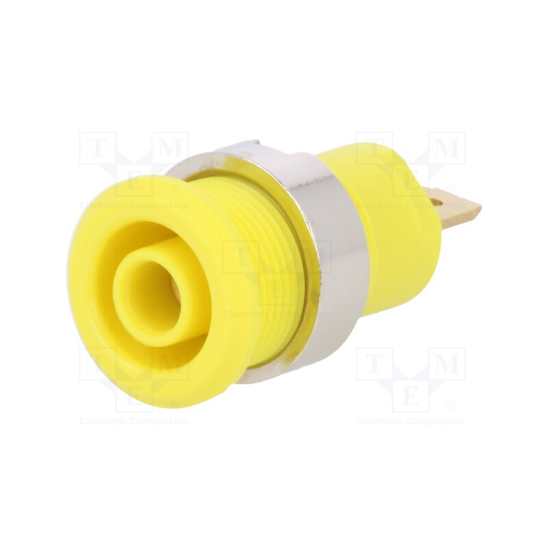 10 pcs : 49.7044-24 - Socket, 4mm banana, 24A, 1kV, Cutout: Ø12.2mm, yellow, insulated