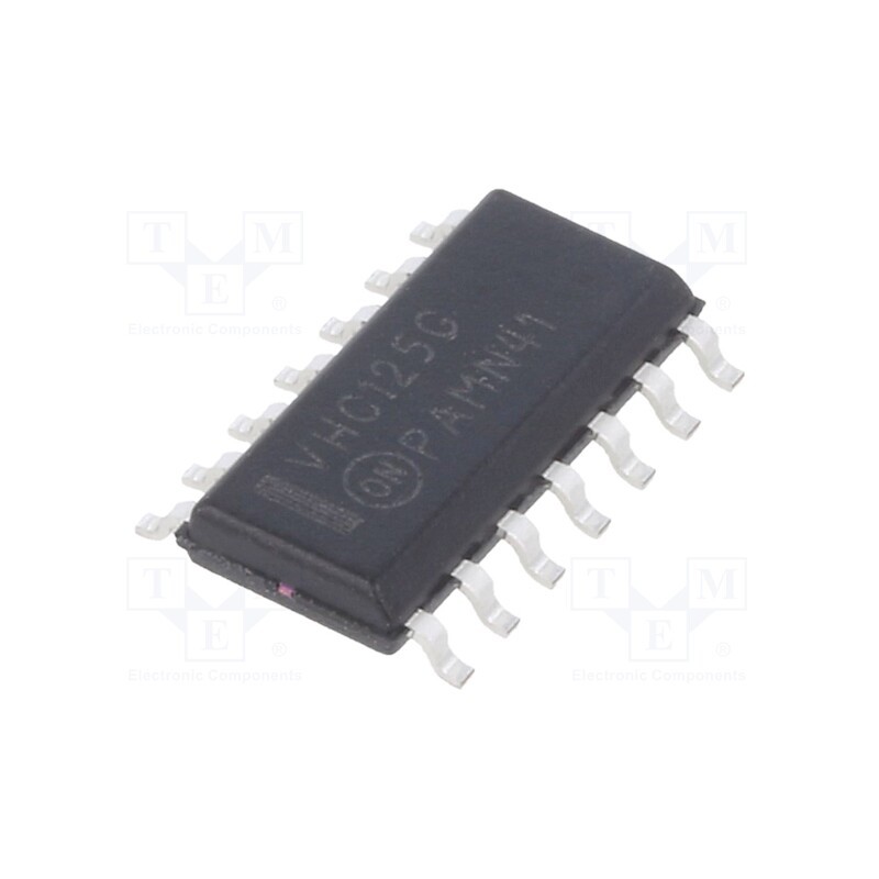 10 pcs : MC74VHC125DG - IC: digital, 3-state,bus buffer, Ch: 4, IN: 2, CMOS, SMD, SOIC14, VHC