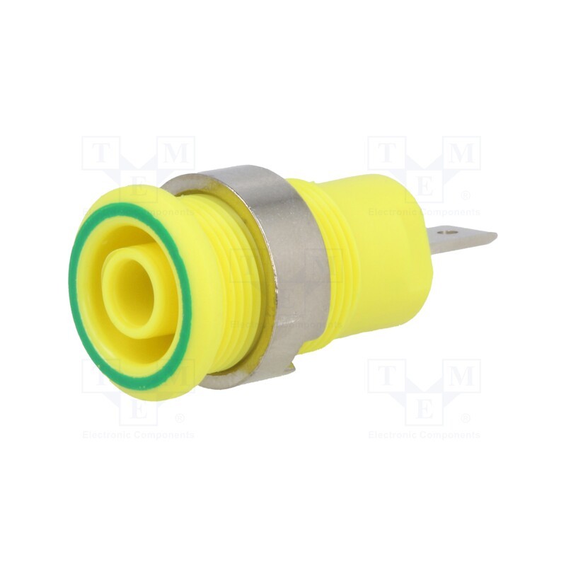10 pcs : 49.7044-20 - Socket, 4mm banana, 24A, 1kV, Cutout: Ø12.2mm, yellow-green