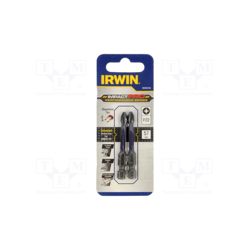 10 pcg : IW6061401 - Screwdriver bit, Pozidriv®, PZ2, Mounting: 1/4' (E6,3mm), 2pcs.