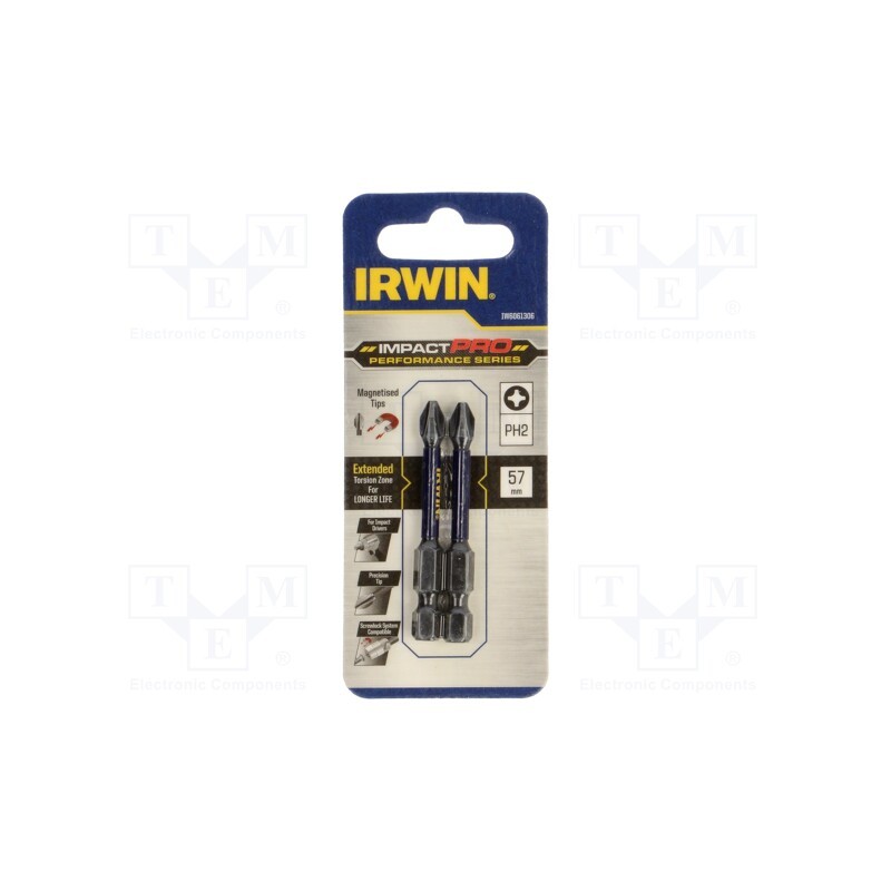 10 pcg : IW6061306 - Screwdriver bit, Phillips, PH2, Mounting: 1/4' (E6,3mm), 2pcs.