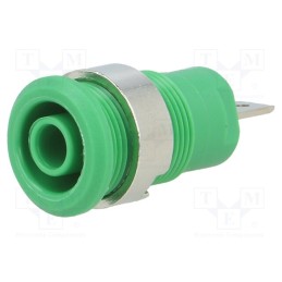 10 pcs : 49.7044-25 - Socket, 4mm banana, 24A, 1kV, Cutout: Ø12.2mm, green, nickel plated
