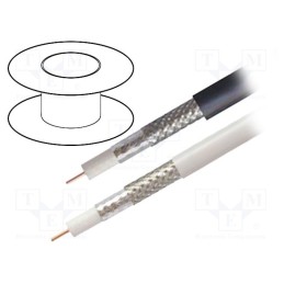 10 m : H126D03.00B100 - Wire: coaxial, H126,RG6, solid, Cu, FRNC, white, 100m, Øcable: 6.9mm