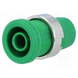 10 pcs : 3270-I-GN - Socket, 4mm banana, 25A, Cutout: Ø12mm, green, nickel plated, 5mΩ