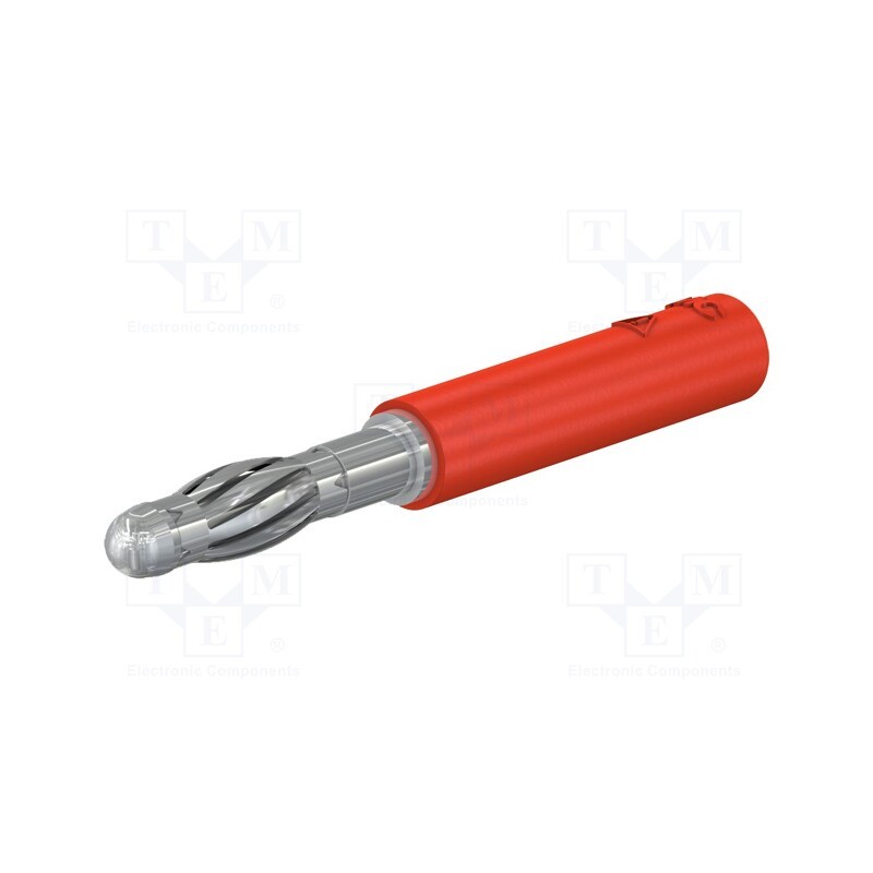 10 pcs : 22.5163-22 - Plug, 4mm banana, 30A, 30VAC, 60VDC, red, non-insulated, brass