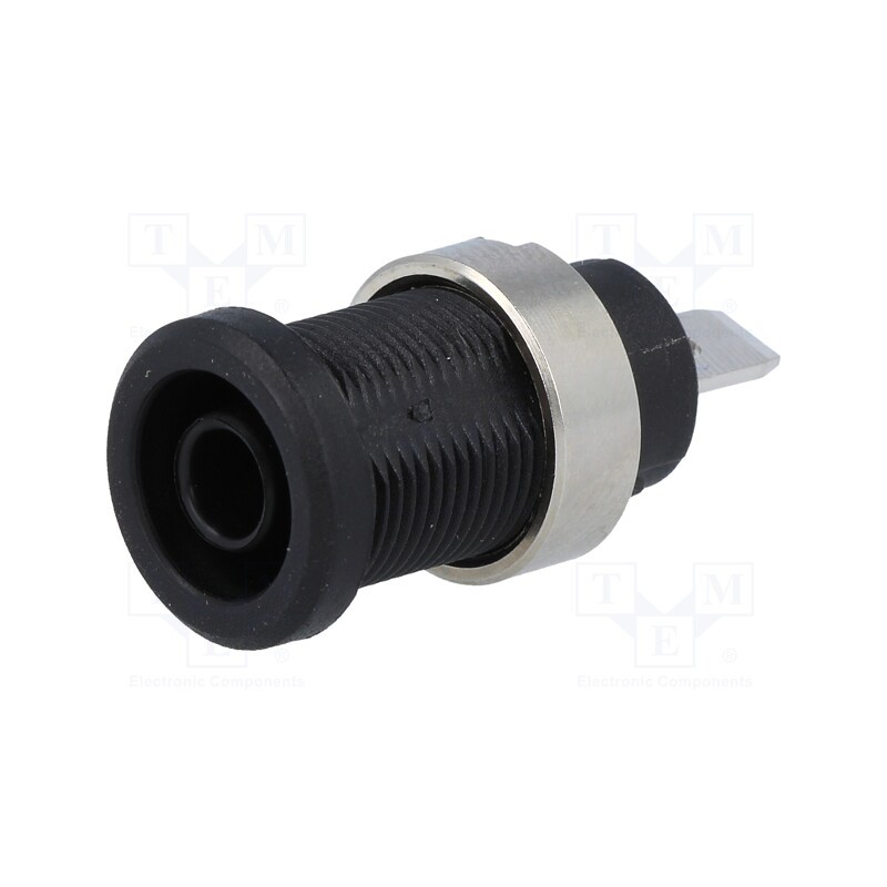 10 pcs : 3274-I-SW - Socket, 4mm banana, 36A, Cutout: Ø12mm, black, nickel plated, 5mΩ