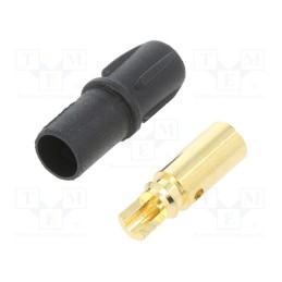 10 pcs : SH3.5-F - Plug, DC supply, SH3.5, female, PIN: 1, for cable, soldering, black
