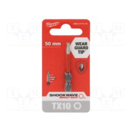 10 pcs : 4932471570 - Screwdriver bit, Torx®, TX10, Overall len: 50mm, Kind: impact