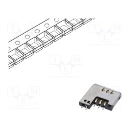 10 pcs : SIM2070-6-0-30-00-A - Connector: for cards, Mini SIM, push-pull, SMT, gold flash, PIN: 6