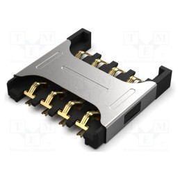 10 pcs : SIM7050-8-0-00-A - Connector: for cards, Micro SIM, push-pull, SMT, gold flash, PIN: 8
