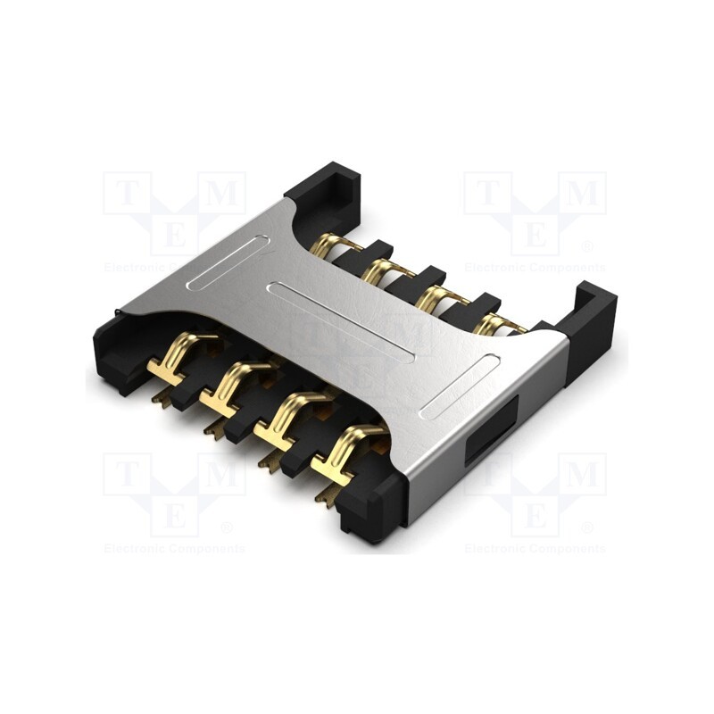 10 pcs : SIM7050-8-0-00-A - Connector: for cards, Micro SIM, push-pull, SMT, gold flash, PIN: 8