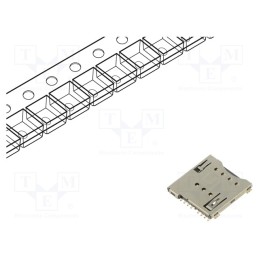 10 pcs : SIM7100-8-1-15-00-A - Connector: for cards, Micro SIM, push-push, SMT, gold flash, PIN: 8