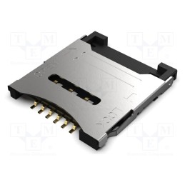 10 pcs : SIM7200-6-0-18-00-A - Connector: for cards, Micro SIM, with hinged cover, SMT, PIN: 6