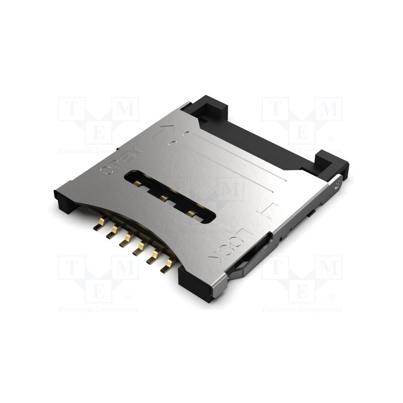 10 pcs : SIM7200-6-0-18-00-A - Connector: for cards, Micro SIM, with hinged cover, SMT, PIN: 6