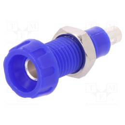 10 pcs : 563-0200 - Socket, 4mm banana, 10A, 250VAC, 28.5mm, blue, nickel plated, 10mΩ