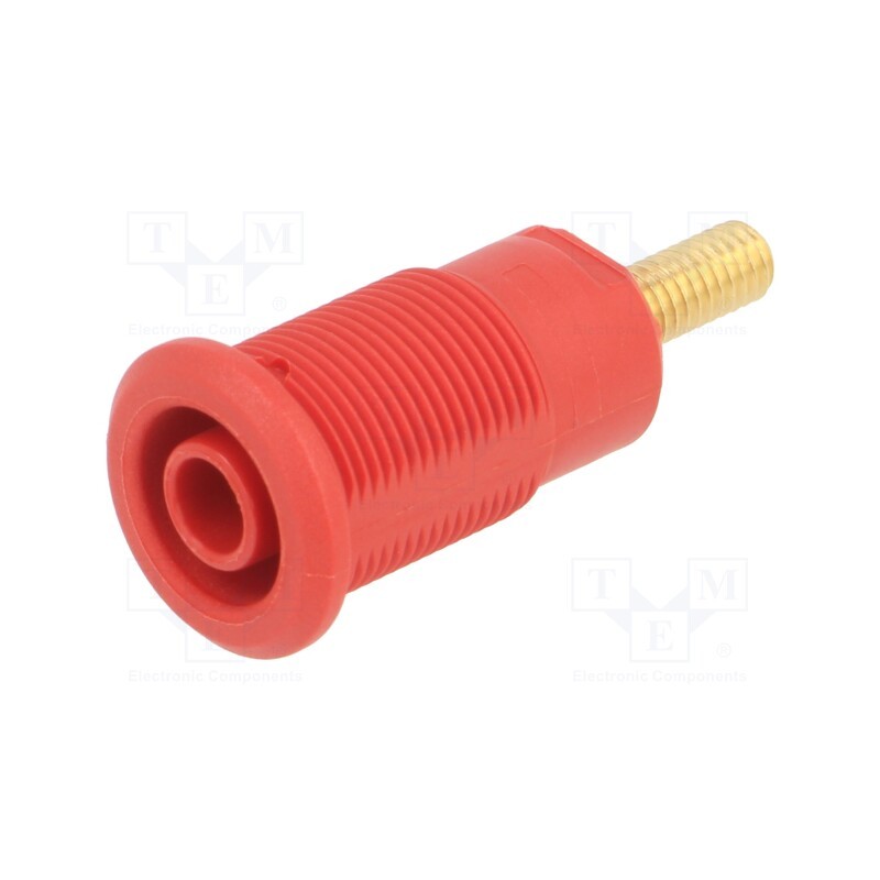 10 pcs : 66.7111-22 - Socket, 4mm banana, 32A, red, gold-plated, Overall len: 33mm