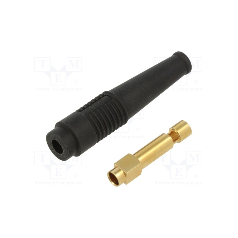 10 pcs : 64.1021-21 - Socket, 4mm banana, 32A, 30VAC, 60VDC, 50mm, black, gold-plated