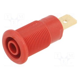 10 pcs : 23.7222-22 - Socket, 4mm banana, 32A, 1kV, Cutout: Ø12.2mm, red, gold-plated