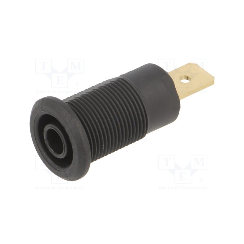 10 pcs : 23.7222-21 - Socket, 4mm banana, 32A, 1kV, Cutout: Ø12.2mm, black, gold-plated