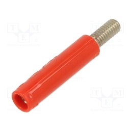10 pcs : 23.0280-22 - Adapter,socket, 4mm banana, 32A, 600V, red, nickel plated