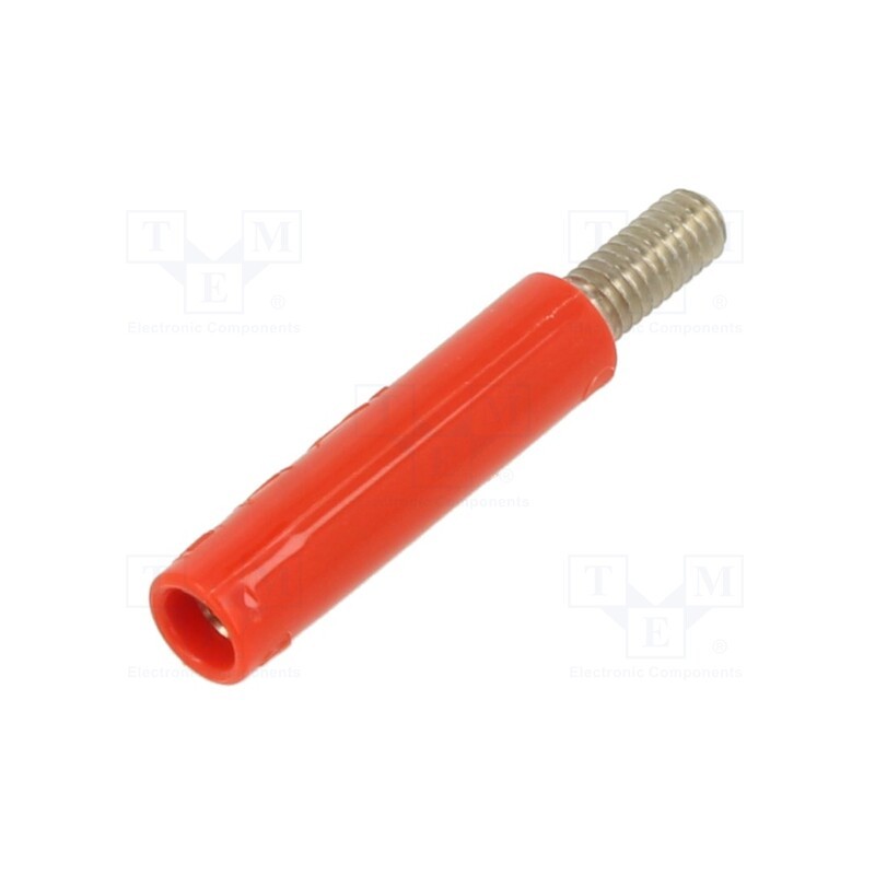 10 pcs : 23.0280-22 - Adapter,socket, 4mm banana, 32A, 600V, red, nickel plated