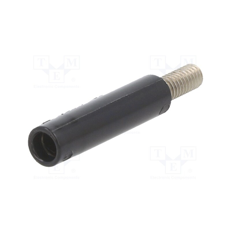 10 pcs : 23.0280-21 - Adapter,socket, 4mm banana, 32A, 600V, black, nickel plated