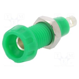 10 pcs : 563-0400 - Socket, 4mm banana, 10A, 250VAC, 28.5mm, green, nickel plated, 10mΩ
