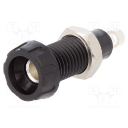 10 pcs : 563-0100 - Socket, 4mm banana, 10A, 250VAC, 28.5mm, black, nickel plated, 10mΩ