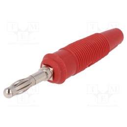 10 pcs : LAS 30 RT - Plug, 4mm banana, 32A, 60VDC, red, non-insulated, for cable, 3mΩ