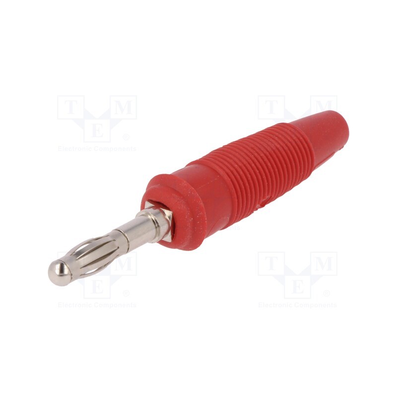 10 pcs : LAS 30 RT - Plug, 4mm banana, 32A, 60VDC, red, non-insulated, for cable, 3mΩ