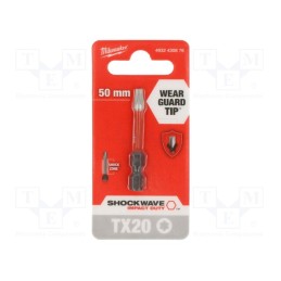 10 pcs : 4932430876 - Screwdriver bit, Torx®, TX20, Overall len: 50mm, Kind: impact