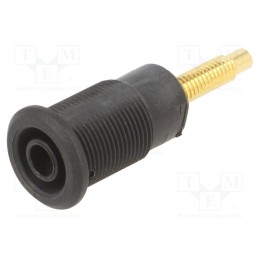 10 pcs : 23.7111-21 - Socket, 4mm banana, 32A, black, gold-plated, Overall len: 38.5mm