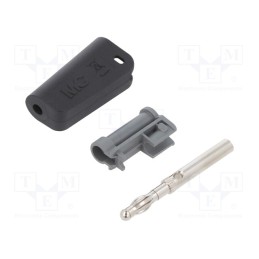 10 pcs : 64.1042-21 - Plug, 4mm banana, 32A, black, nickel plated, on cable