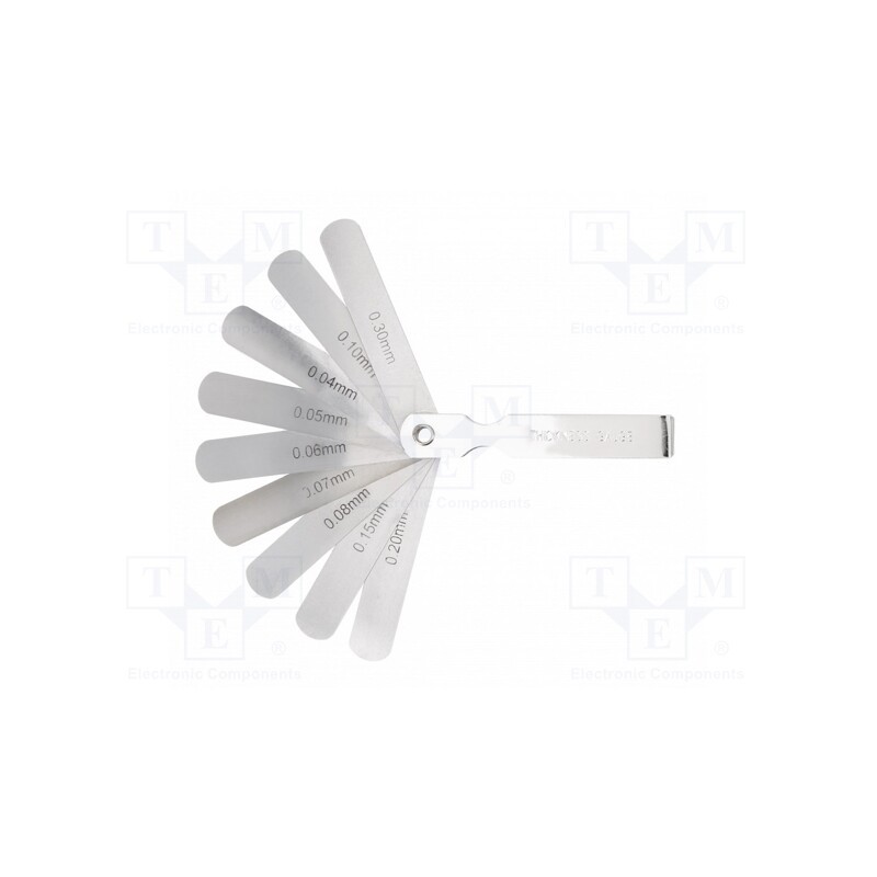 10 pcs : HT8G330 - Metric feeler gauge, L: 75mm, Width: 13mm, 9pcs.