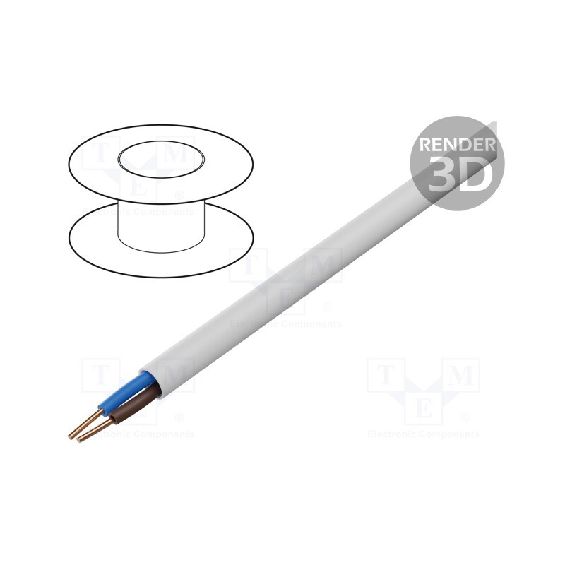 20 m : LA0050 - Wire, BiTprotect,YTDY, 2x0.5mm, round, solid, Cu, PVC, white