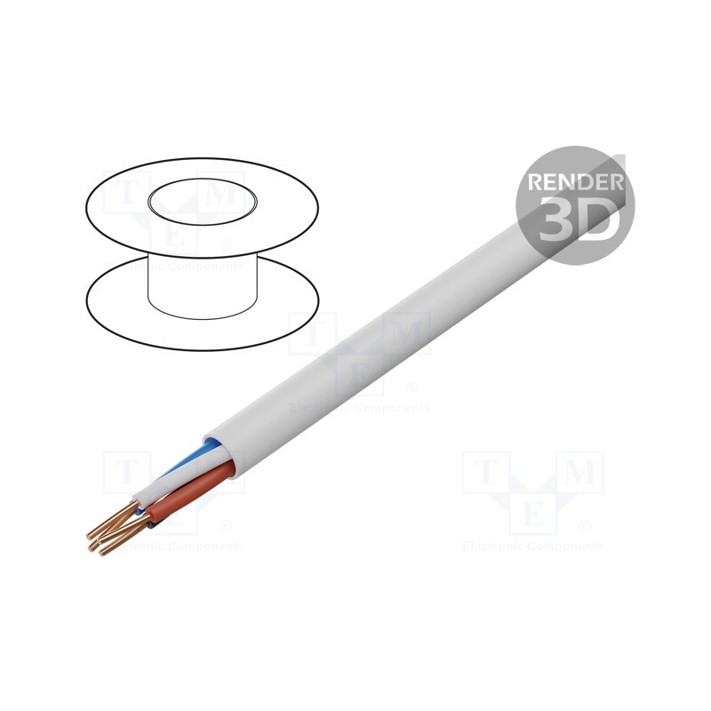 20 m : LA0051 - Wire, BiTprotect,YTDY, 4x0.5mm, round, solid, Cu, PVC, white