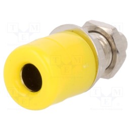 10 pcs : 69.8321-24 - Socket, 4mm banana, 20A, Cutout: Ø7.5mm, yellow, nickel plated