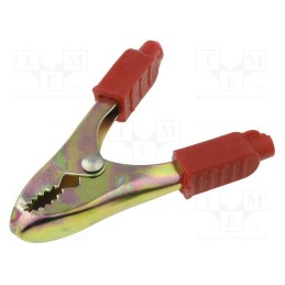 10 pcs : - Crocodile clip, 40A, Grip capac: max.20mm, Overall len: 70mm, red