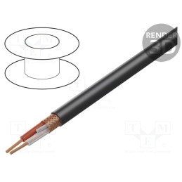 20 m : LP0208.03 - Wire: microphone cable, 2x0.23mm2, black, OFC, -30÷70°C, PVC