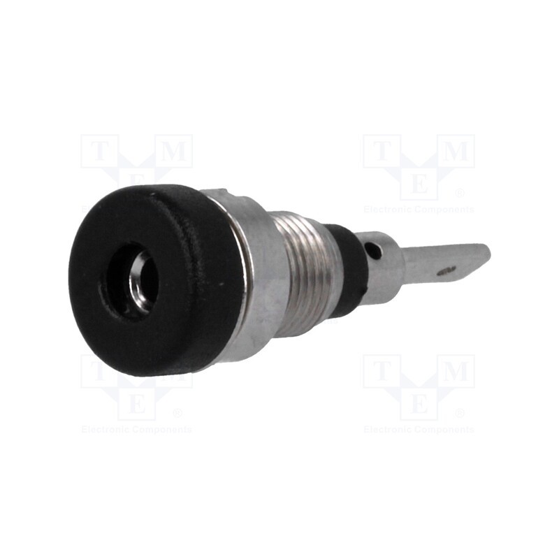 20 pcs : - Socket, 2mm banana, 10A, 23mm, black, on panel,screw, insulated