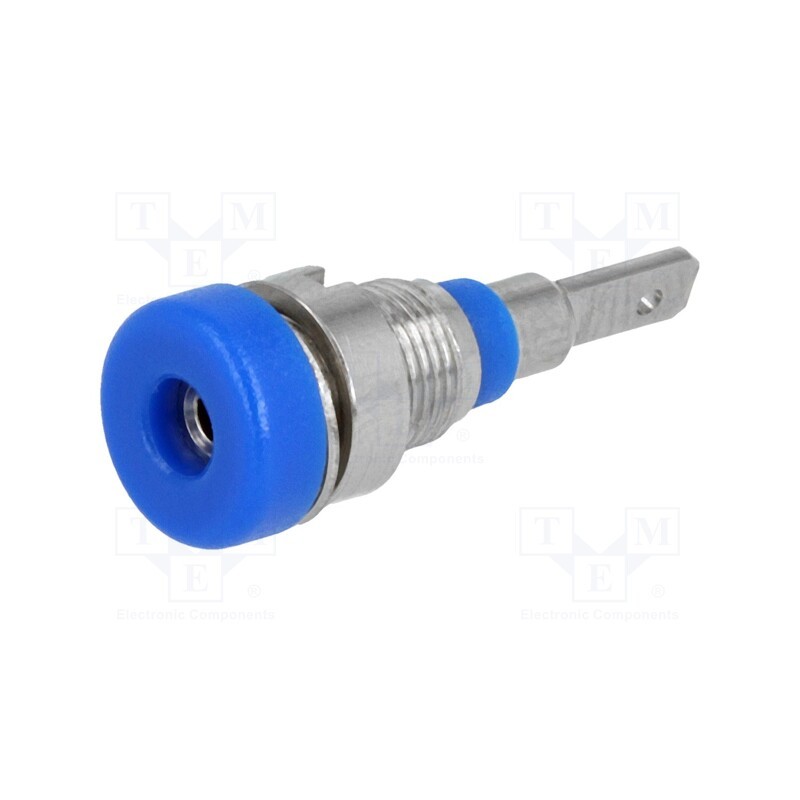 20 pcs : - Socket, 2mm banana, 10A, 23mm, blue, on panel,screw, insulated