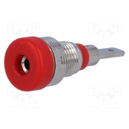 20 pcs : - Socket, 2mm banana, 10A, 23mm, red, on panel,screw, insulated