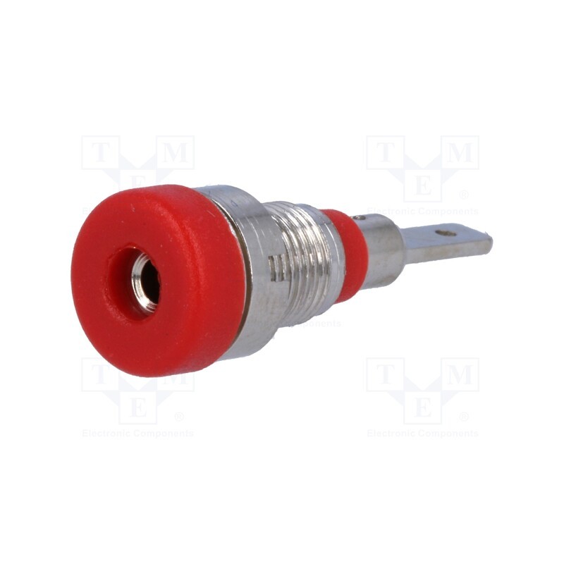20 pcs : - Socket, 2mm banana, 10A, 23mm, red, on panel,screw, insulated