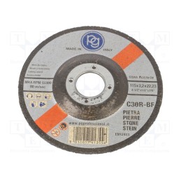 10 pcs : 413.55 - Cutting wheel, Ø: 115mm, Øhole: 22mm, Disc thick: 3.2mm, stone, bulk