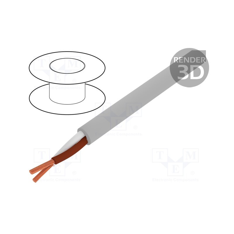 20 m : S30127 - Wire, BiT LiYY, 2x1mm2, unshielded, 300V, Cu, stranded, grey