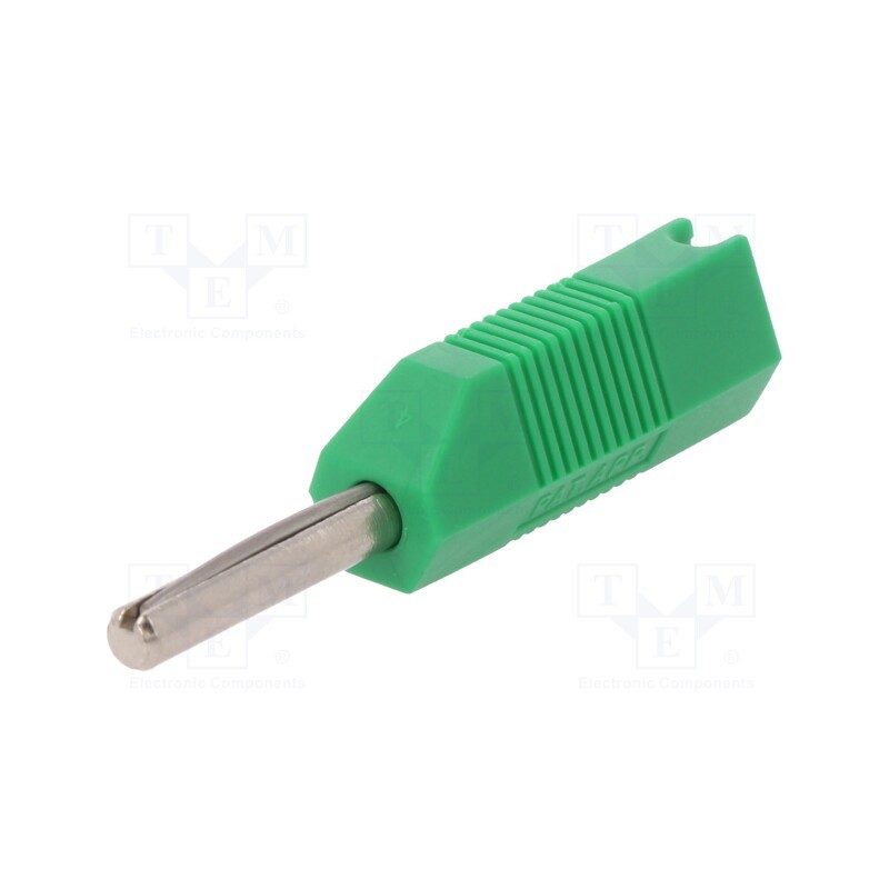10 pcs : 553-0400 - Plug, 4mm banana, 16A, 50VDC, green, for cable, 2.5mm2, screw