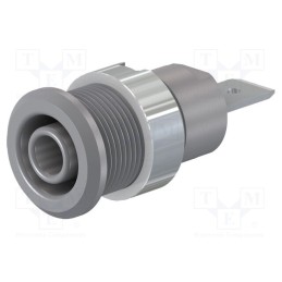 10 pcs : 49.7046-28 - Socket, 4mm banana, 32A, 1kV, Cutout: Ø12.2mm, grey, nickel plated