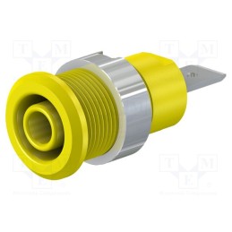 10 pcs : 49.7046-24 - Socket, 4mm banana, 32A, 1kV, Cutout: Ø12.2mm, yellow, insulated