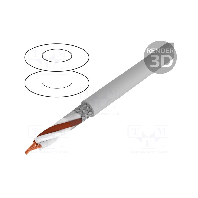 20 m : S30587 - Wire, BiT LiYCY, 2x0.5mm2, shielded,tinned copper braid, PVC
