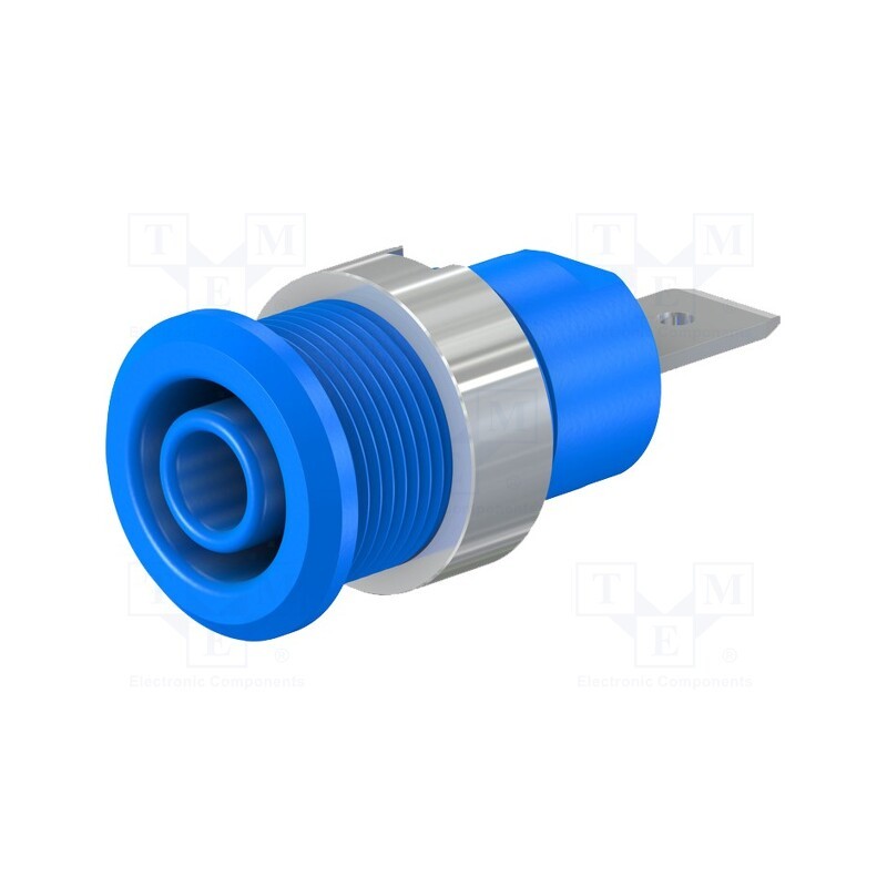 10 pcs : 49.7046-23 - Socket, 4mm banana, 32A, 1kV, Cutout: Ø12.2mm, blue, nickel plated